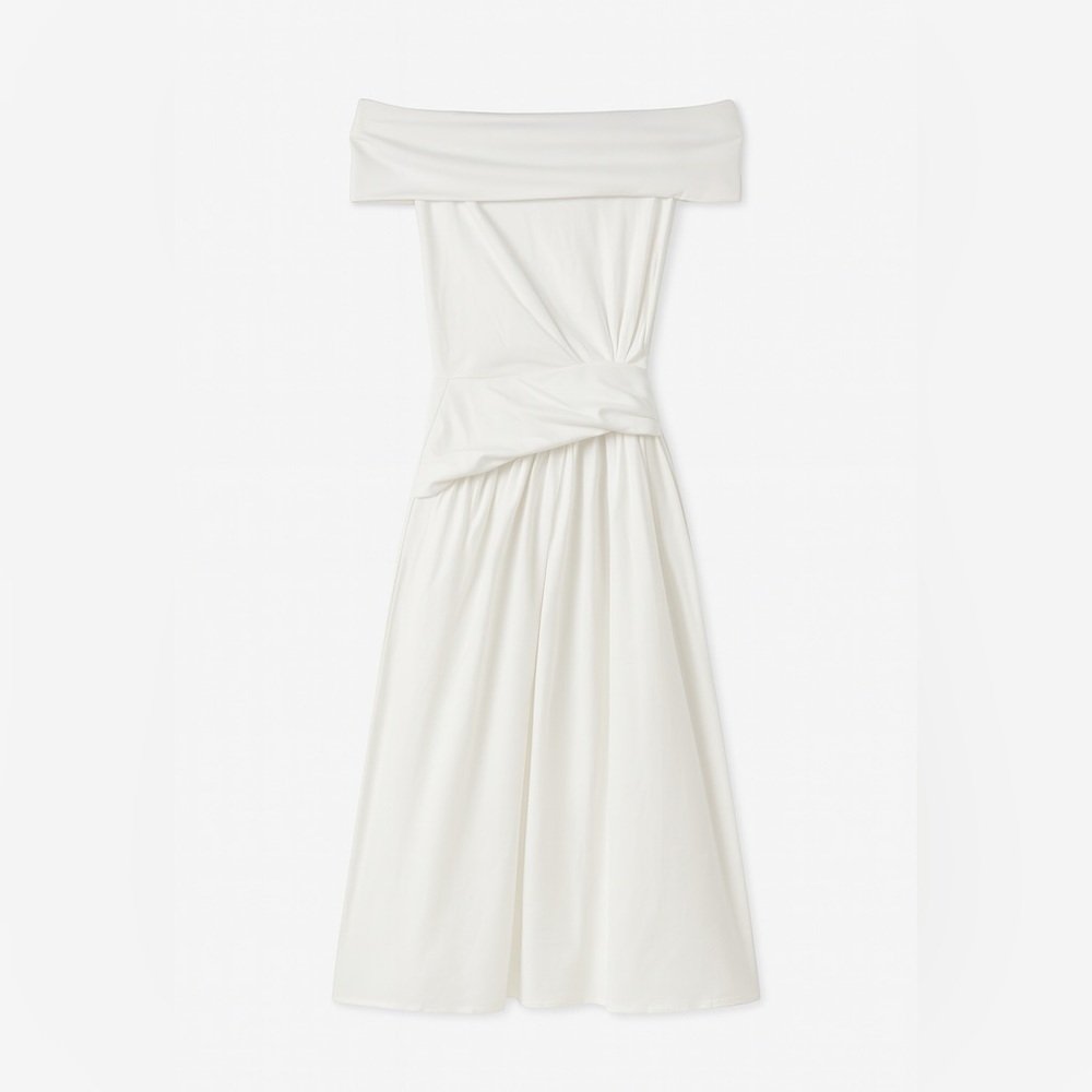 Tanya Taylor white off the shoulder twist waist dress